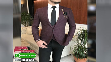 کت شلوار مردانه نیم ست شرابی کد m172