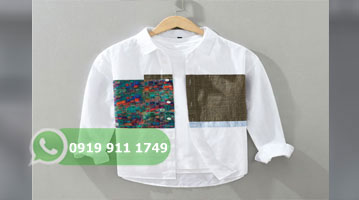 پیراهن کتان تکه دوزی آستین دار بهاره m401