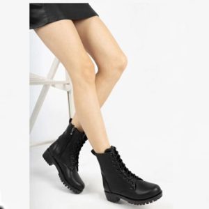 بوت چرم مشکی Moda Değirmeni زنانه e064