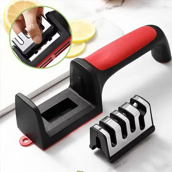 چاقو تیز کن سه لایه آشپزخانه با پایه ضد لغزش e035