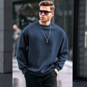 سویشرت مردانه یقه گرد آبی e128