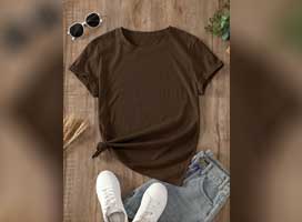 تی شرت قهوه ای کلاسیک مردانه