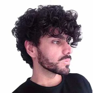 کلاه گیس مشکی مردانه فرفری مصنوعی مدل m1211